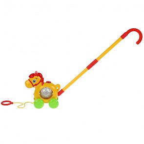 Каталка - Лошадка, песни на стихи А. Барто, потешки, свет, ручка и веревочка для катания (Умка, HT858-R (24))